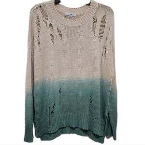 Fate Women's M Oversized Distressed Slouchy Crew Neck Cotton Sweater Grunge